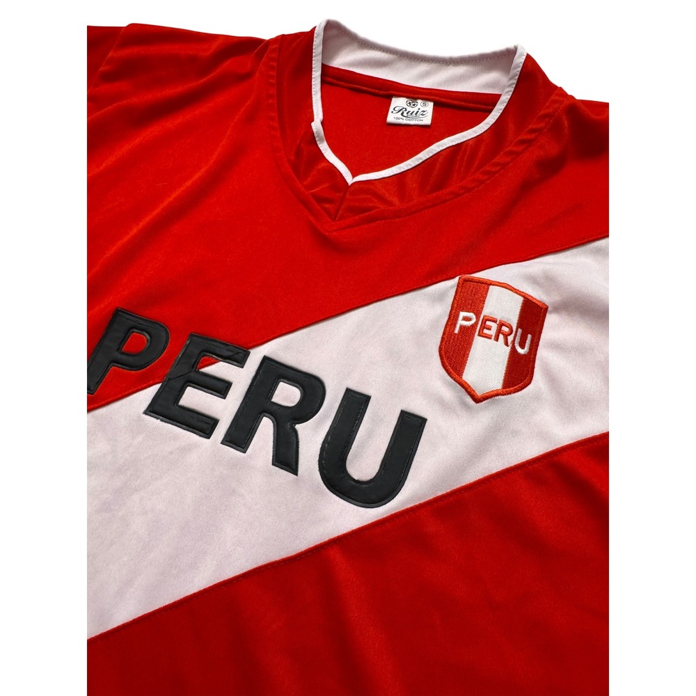Ruiz Sport Peru Soccer Jersey Kids Small Red White Sash Futbol V-Neck Shirt